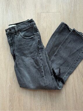 Abercrombie black distressed straight leg jeans